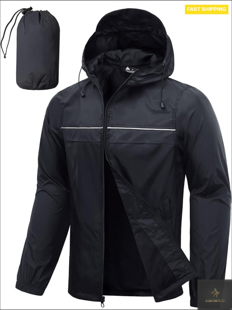 Packable Waterproof Rain Jacket Lightweight Windbreaker Hooded For Hiking Golf